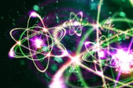 Close,Up,Of,Colorful,Atomic,Particle,Background,Science,3d,Illustration