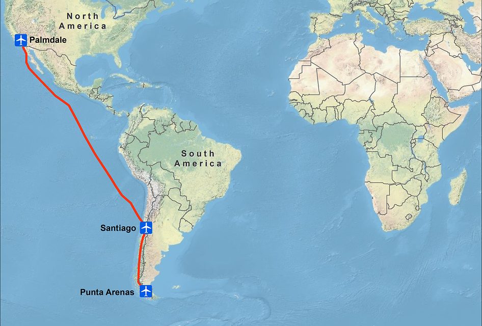 DC-8's Route from California to Chile
