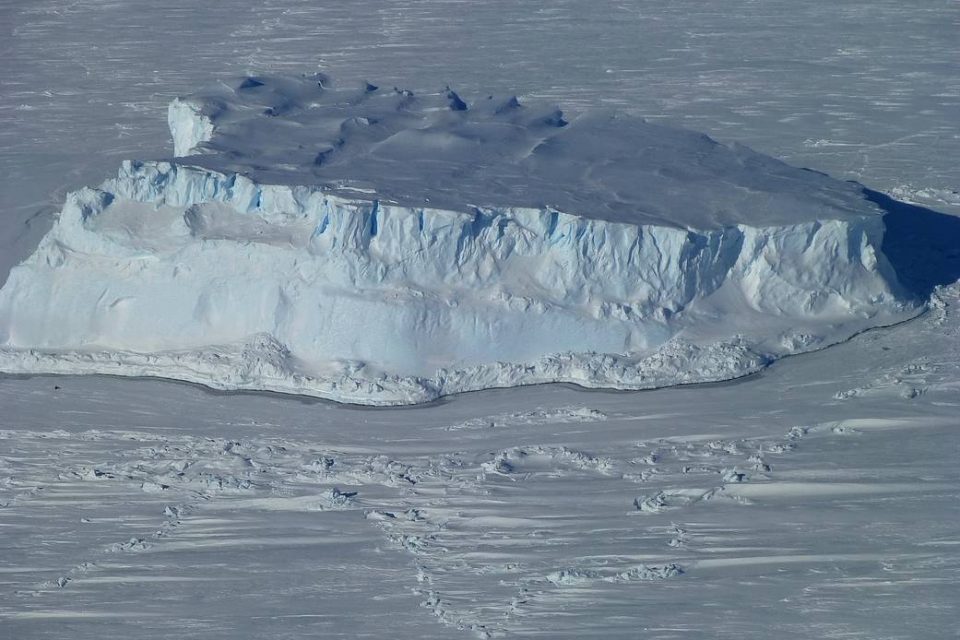 An Iceberg Trapped in Sea Ice