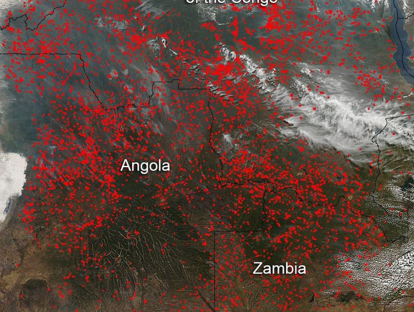Widely Scattered Fires across Central Africa