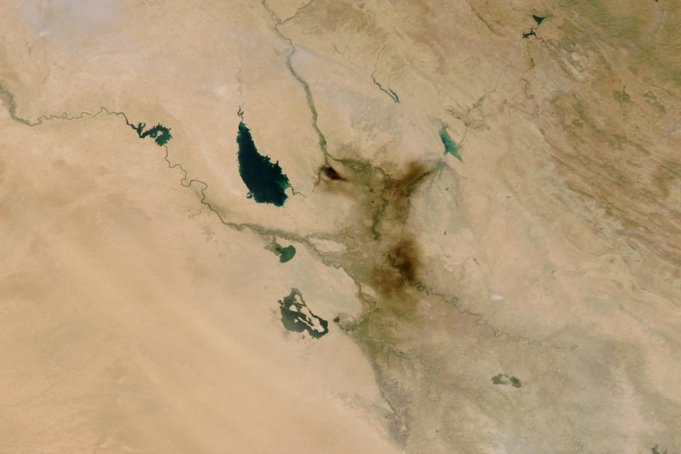 Smoke Plume from Oil in Baghdad, Iraq