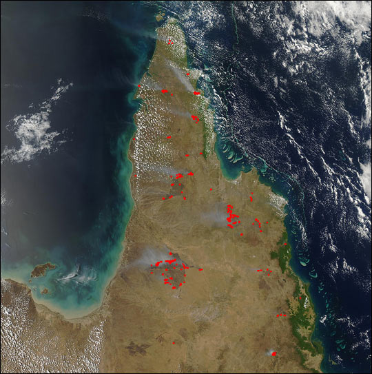 Fires on Cape York Peninsula Australia