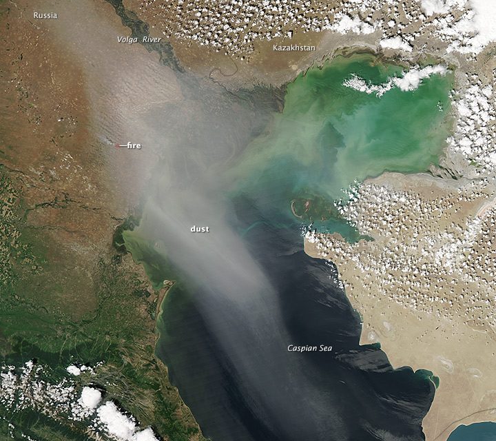 Dust Blowing Over the Caspian Sea