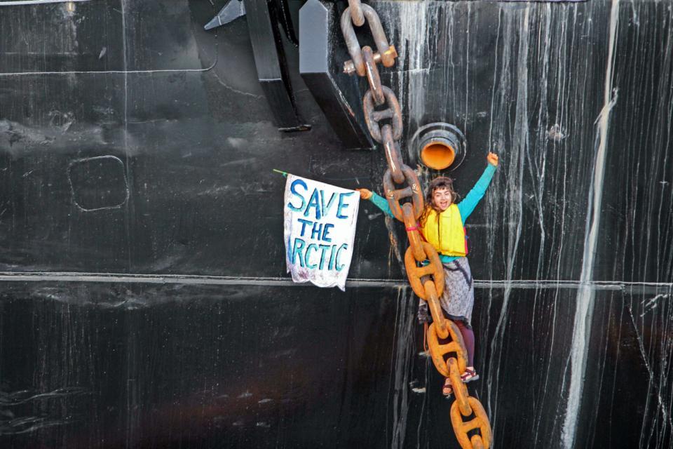 Woman Ends Protest After Hanging On Shell Tanker 4 Days
