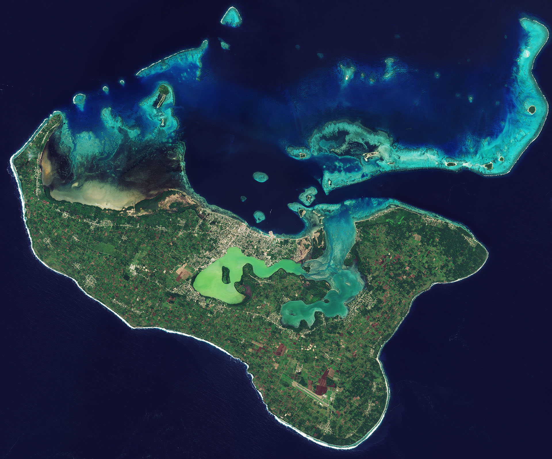 Kingdom of Tonga archipelago seen from space
