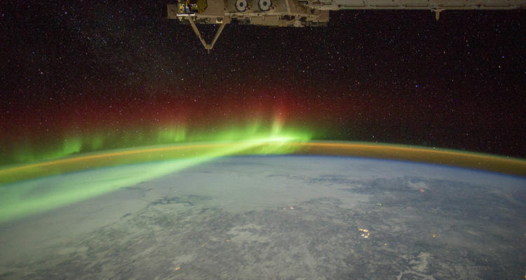 A beautiful aurora borealis seen from the space station