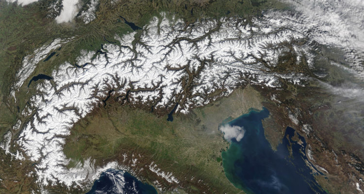 Snow across the Alps