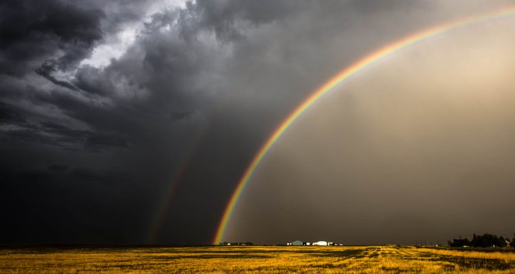 A double rainbow in the wake of a storm