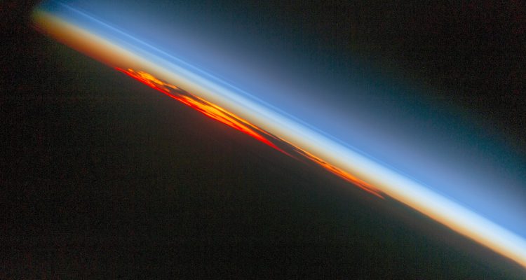 Fiery sunset snapped from International Space Station