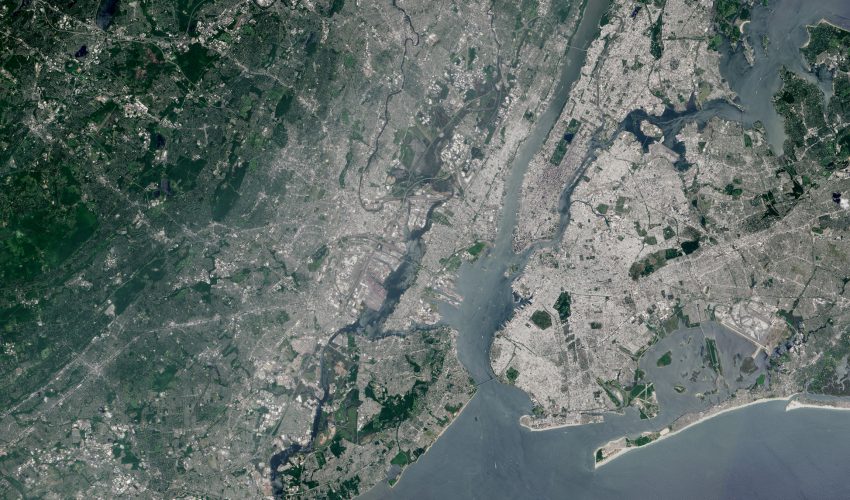 The Statue of Liberty and Ellis Island in New York Harbor