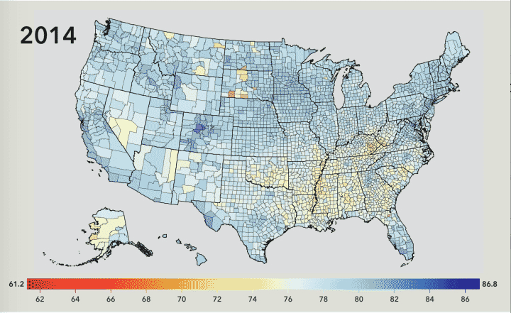 Study reveals big gaps in U.S. life expectancy based on location