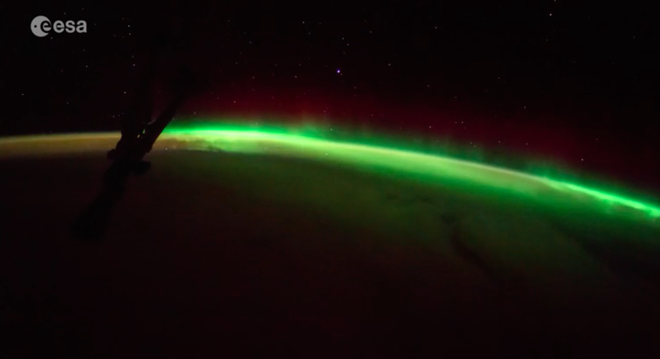 Aurora into sunrise from the International Space Station