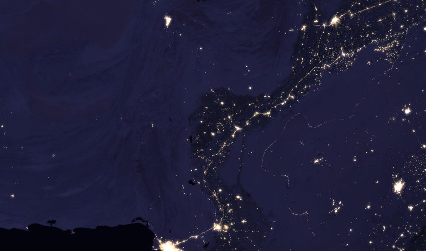 The Indus River glows at night