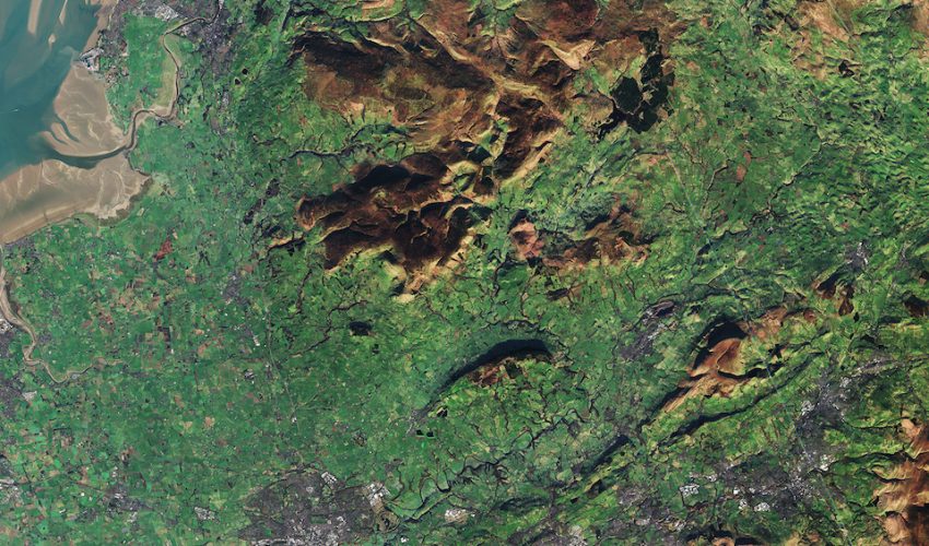 An overhead view of northwest England