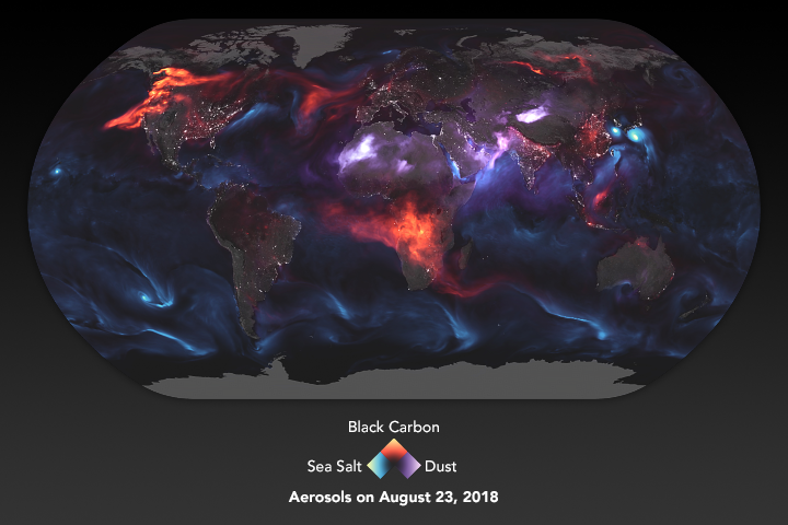 Aerosols swirling around the Earth
