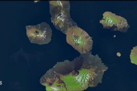 A satellite view of the Galapagos Islands