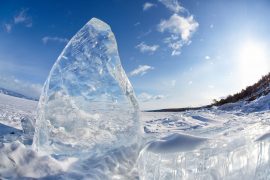 47375900 - ice floe and sun on winter baikal lake