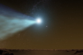 Studying the dusty tail of a comet