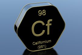 82240207 - californium element symbol on hexagonal black icon