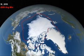 Arctic sea ice shrinks to near-record low