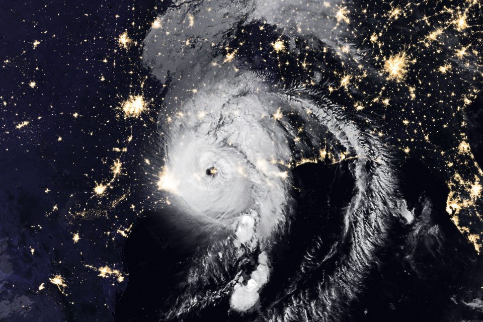 Nighttime view of Hurricane Laura