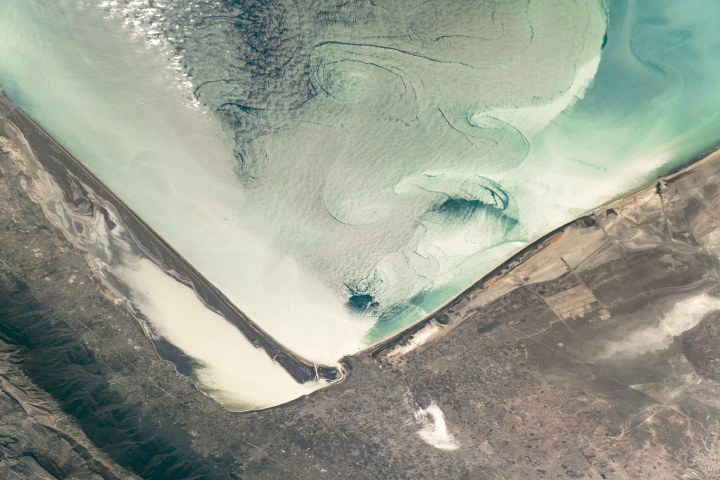 Sunglint illuminates the Caspian Sea