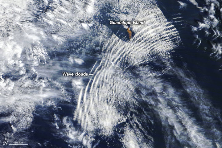 Wave clouds over the Pacific Ocean