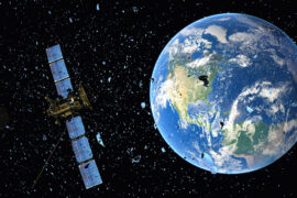 Satellite,In,Orbit,Among,Space,Debris-3d,Illustration