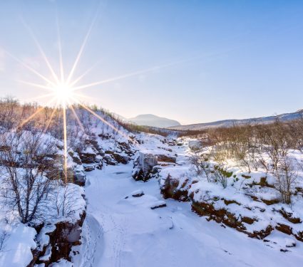 Winter landscape in Lapland, Abisko National Park, Abisko, Sweden