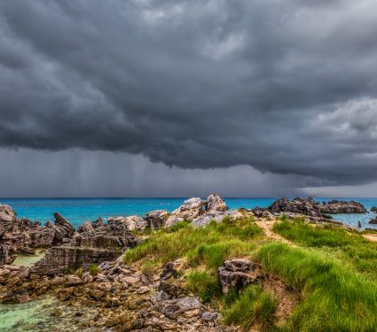 Severe,Thunderstorm,At,Tobacco,Bay,Beach,In,St.,George's,Bermuda