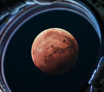 Mars,Planet,In,Space,Ship,Window,Porthole.,Elements,Of,This