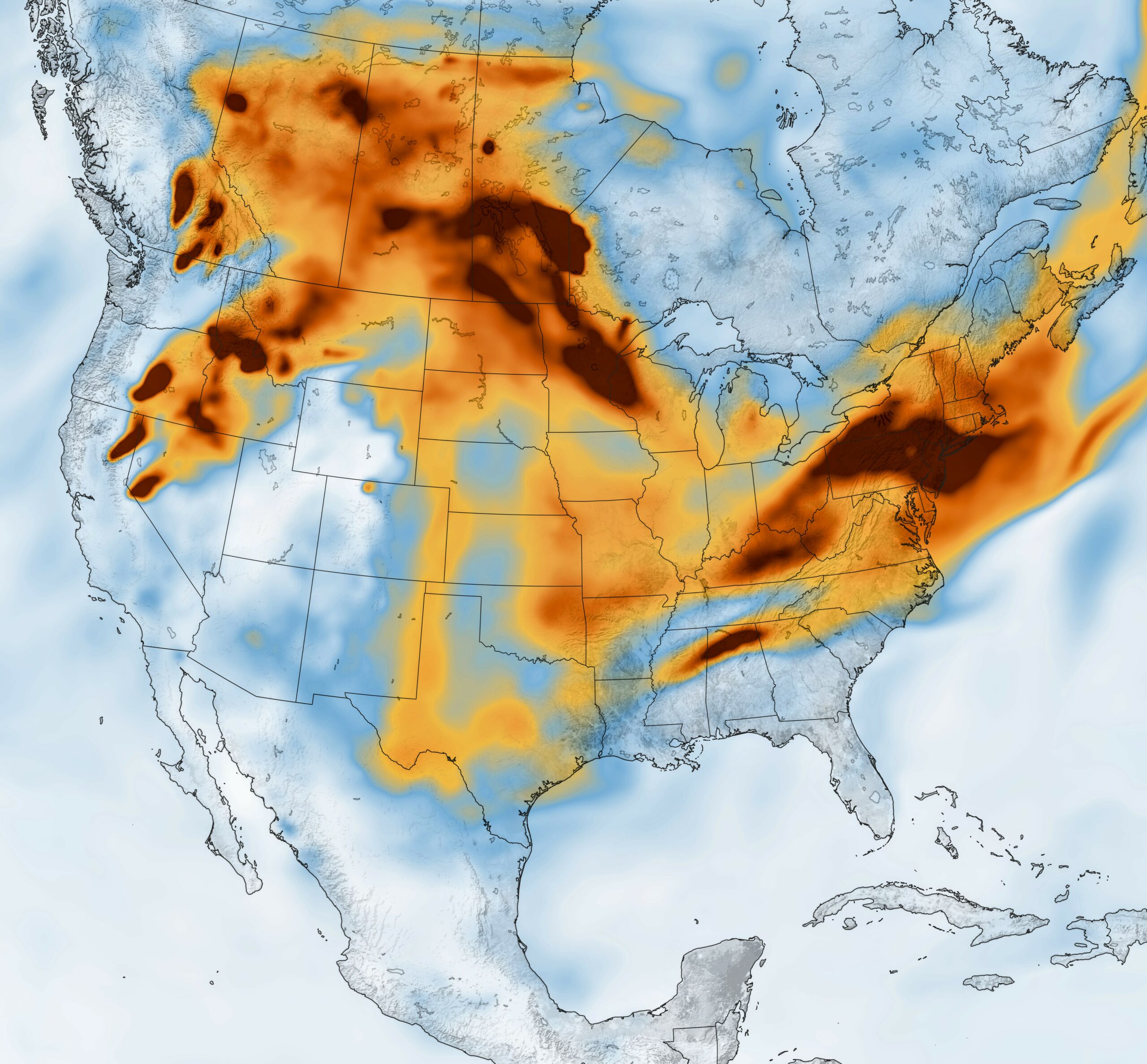 Black carbon is streaming across North America