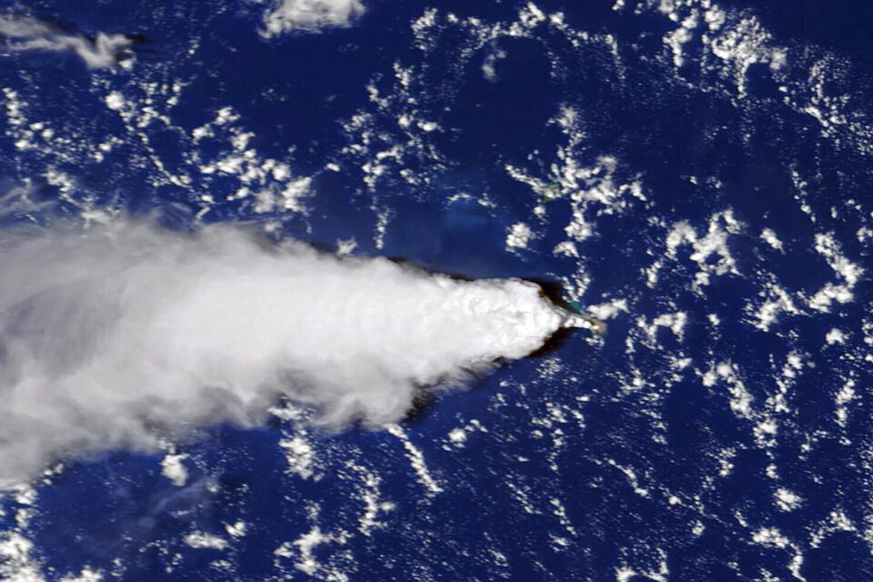 Submarine volcano eruption off the coast of Japan
