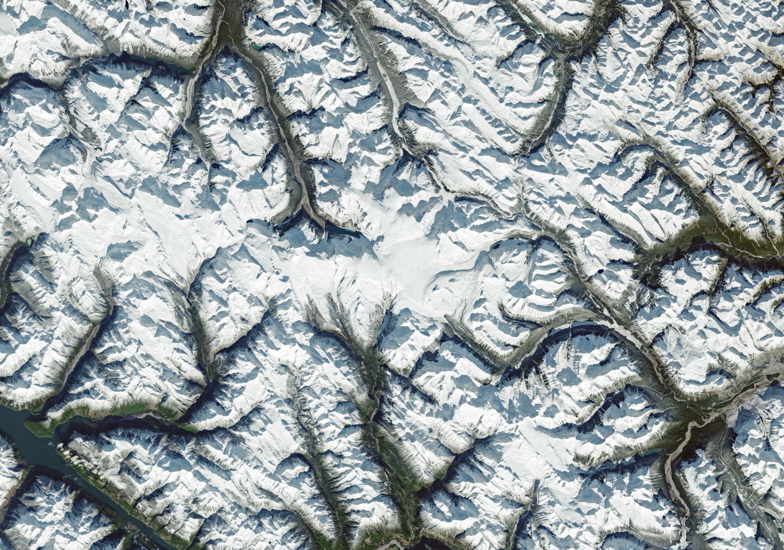 Snow-covered mountains in the U.S. and Canadian West