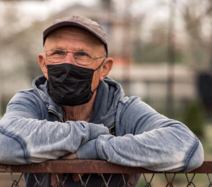 Old,Man,Or,Grandfather,In,Medical,Mask.,The,Dangers,Of