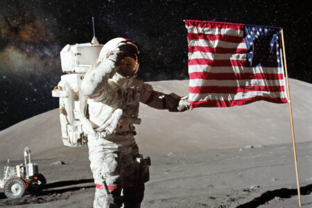 Astronaut,On,Lunar,(moon),Landing,Mission.,Elements,Of,This,Image