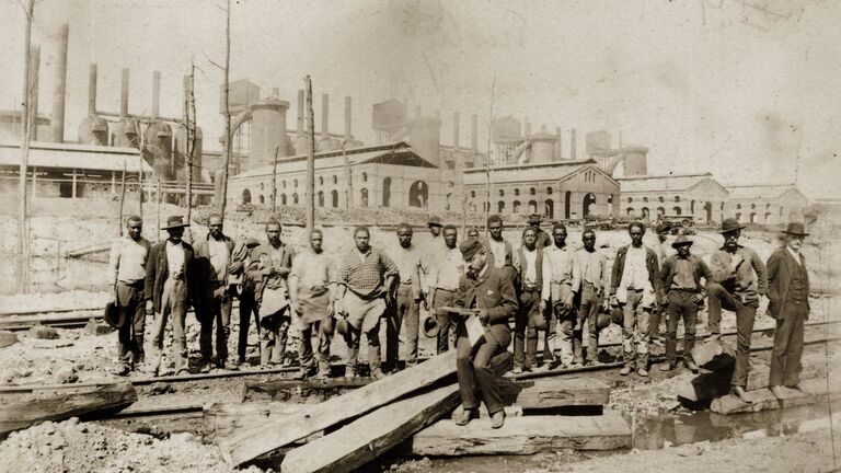Blast furnace workers