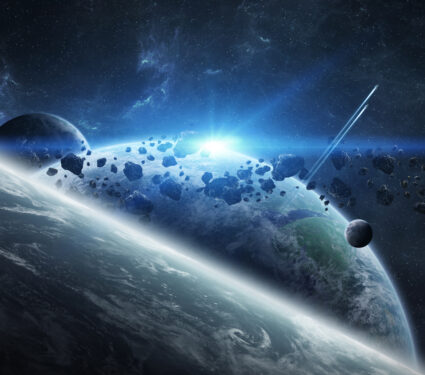 Distant,Planet,System,In,Space,3d,Rendering,Elements,Of,This