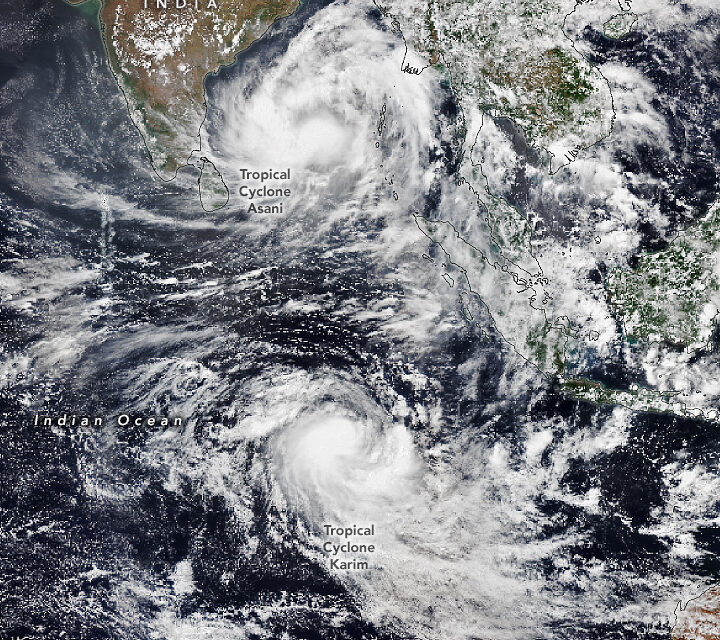 Twin cyclones spinning in the Indian Ocean