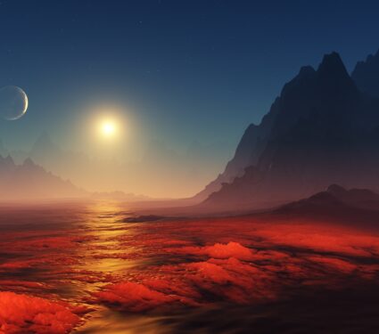 The,Exoplanet,In,Evolution.,Volcanic,Activity,On,The,Surface,Of