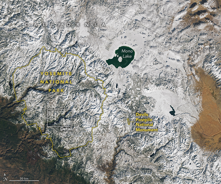 Winter storm covers Yosemite National Park with snow