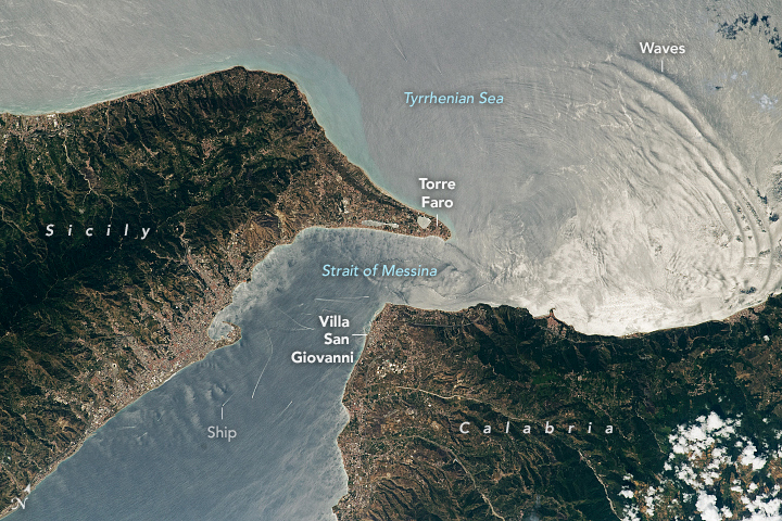 Messina Strait in the Mediterranean Sea