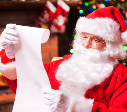 Who,Was,Naughty,This,Year?,Traditional,Santa,Claus,Sitting,At