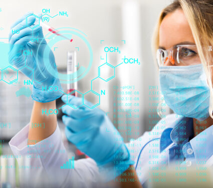 Young,Attractive,Female,Scientist,Researching,In,The,Laboratory,With,Futuristic