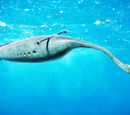 Tullimonstrum,,Tully,Monster,Swimming,In,The,Ocean,,The,State,Fossil