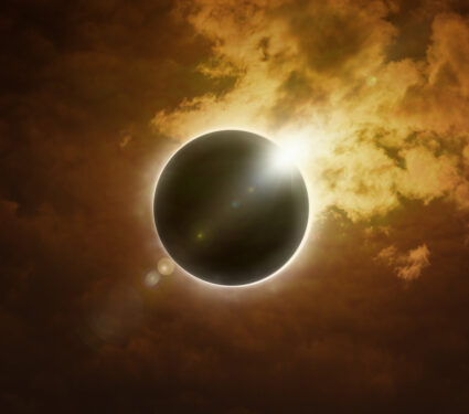 Amazing,Scientific,Background,-,Total,Solar,Eclipse,In,Dark,Red
