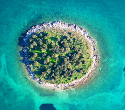 Aerial,Drone,Top,View,Photo,Of,Small,Exotic,Atoll,Island