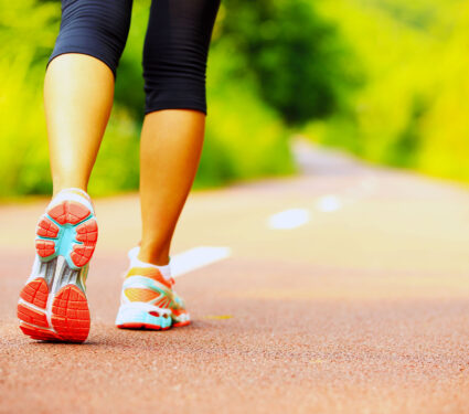 Young,Fitness,Woman,Hiker,Legs,At,Forest,Trail