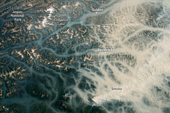Smoke fills the valleys of British Columbia