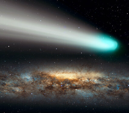 Comet,On,The,Space,Milky,Way,Galaxy,In,The,Background